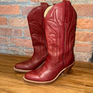 Frye Red Leather Cowboy Boots size 7B